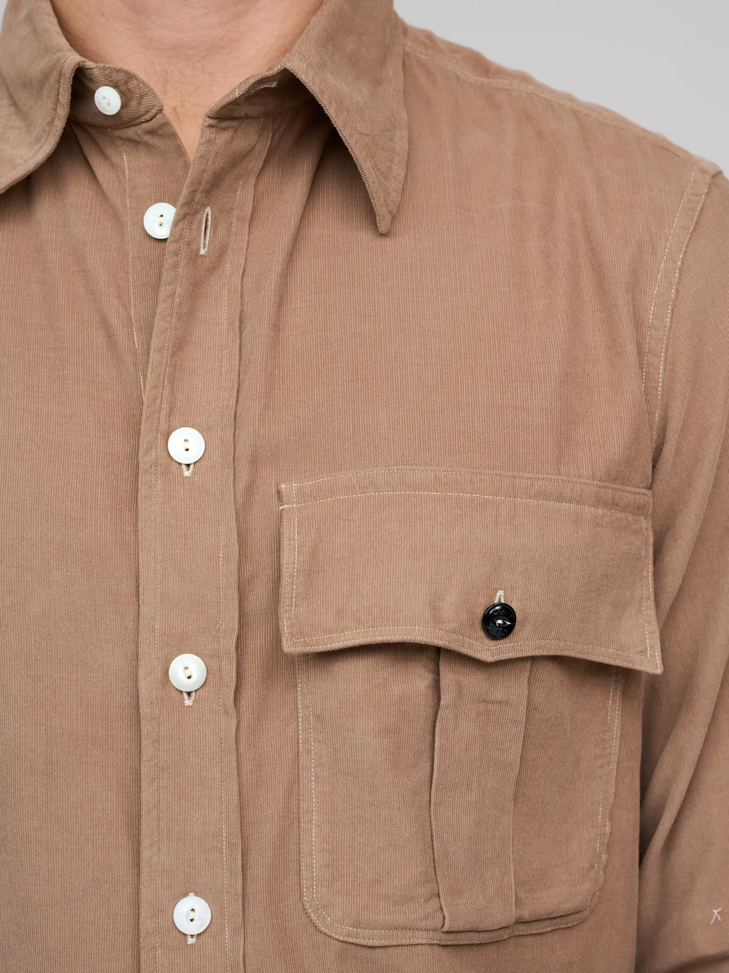 1 Pocket Officer's Shirt Needlecord, Mouse