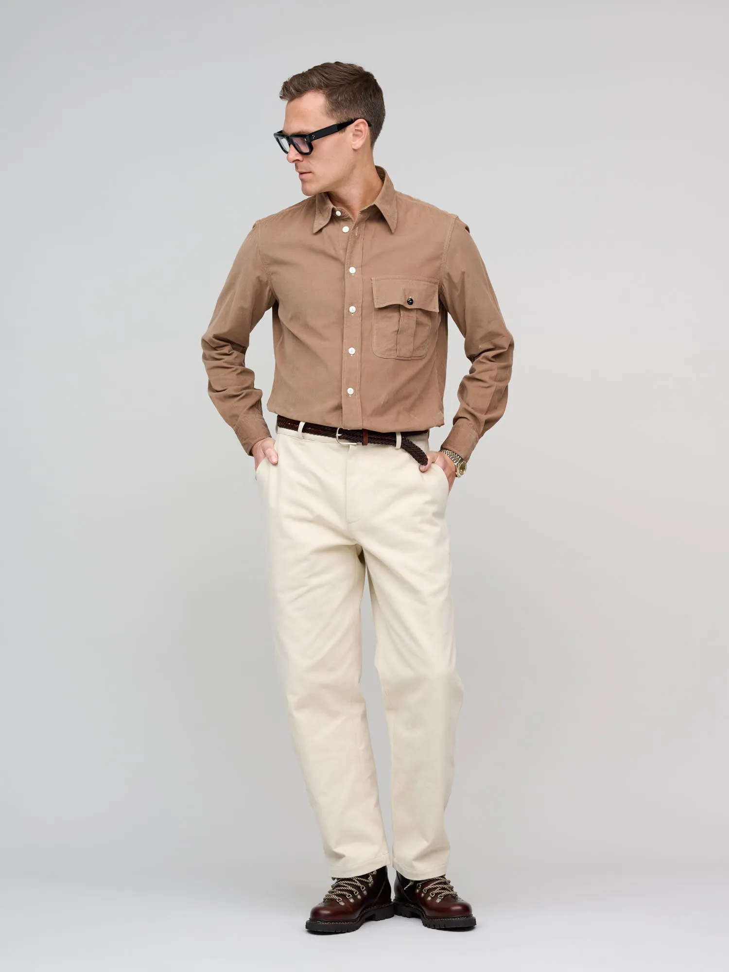 1 Pocket Officer's Shirt Needlecord, Mouse