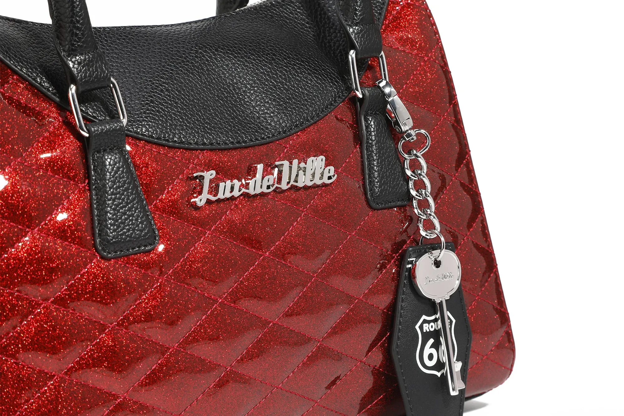 Black and Red Rum Sparkle Route 66 Tote