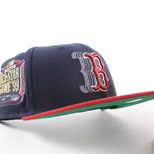 Boston Red Sox 1999 All Star Game New Era 59Fifty Fitted Hat (Navy Scarlet Red Green Under Brim)