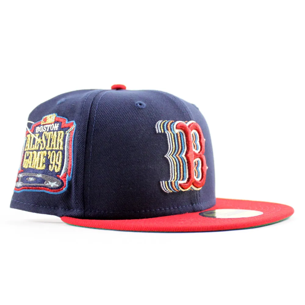 Boston Red Sox 1999 All Star Game New Era 59Fifty Fitted Hat (Navy Scarlet Red Green Under Brim)