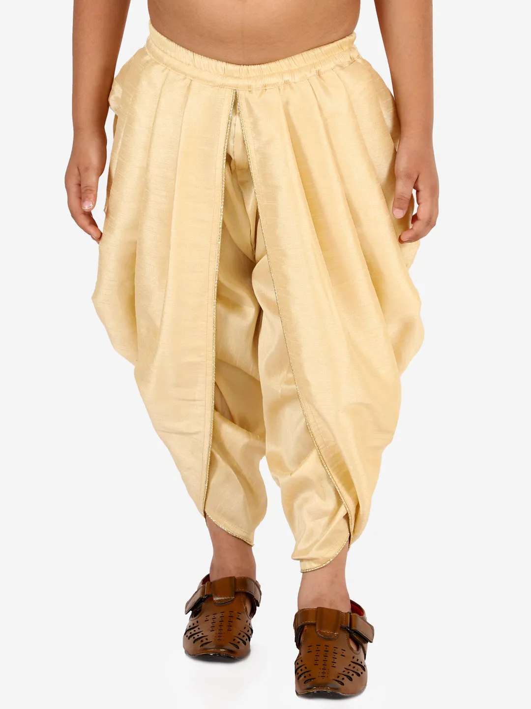 Boy's Gold Silk Blend Dhoti - Vastramay Boys