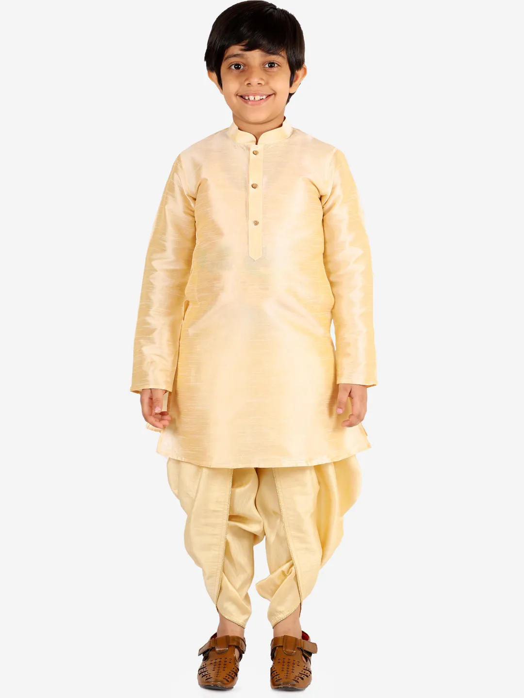 Boy's Gold Silk Blend Dhoti - Vastramay Boys