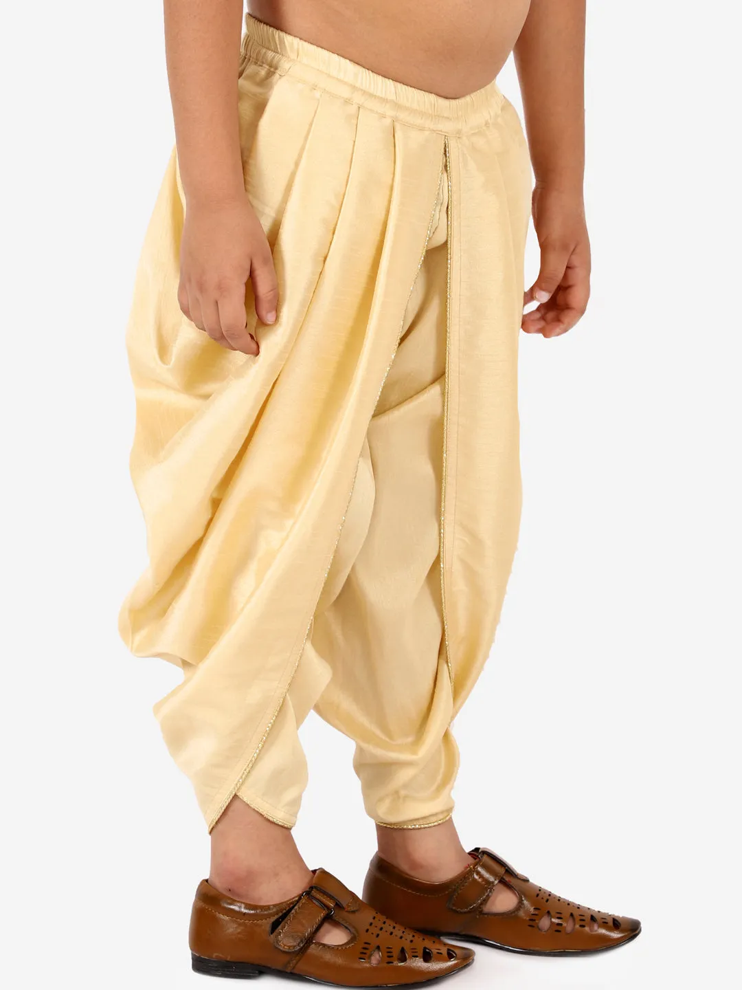 Boy's Gold Silk Blend Dhoti - Vastramay Boys