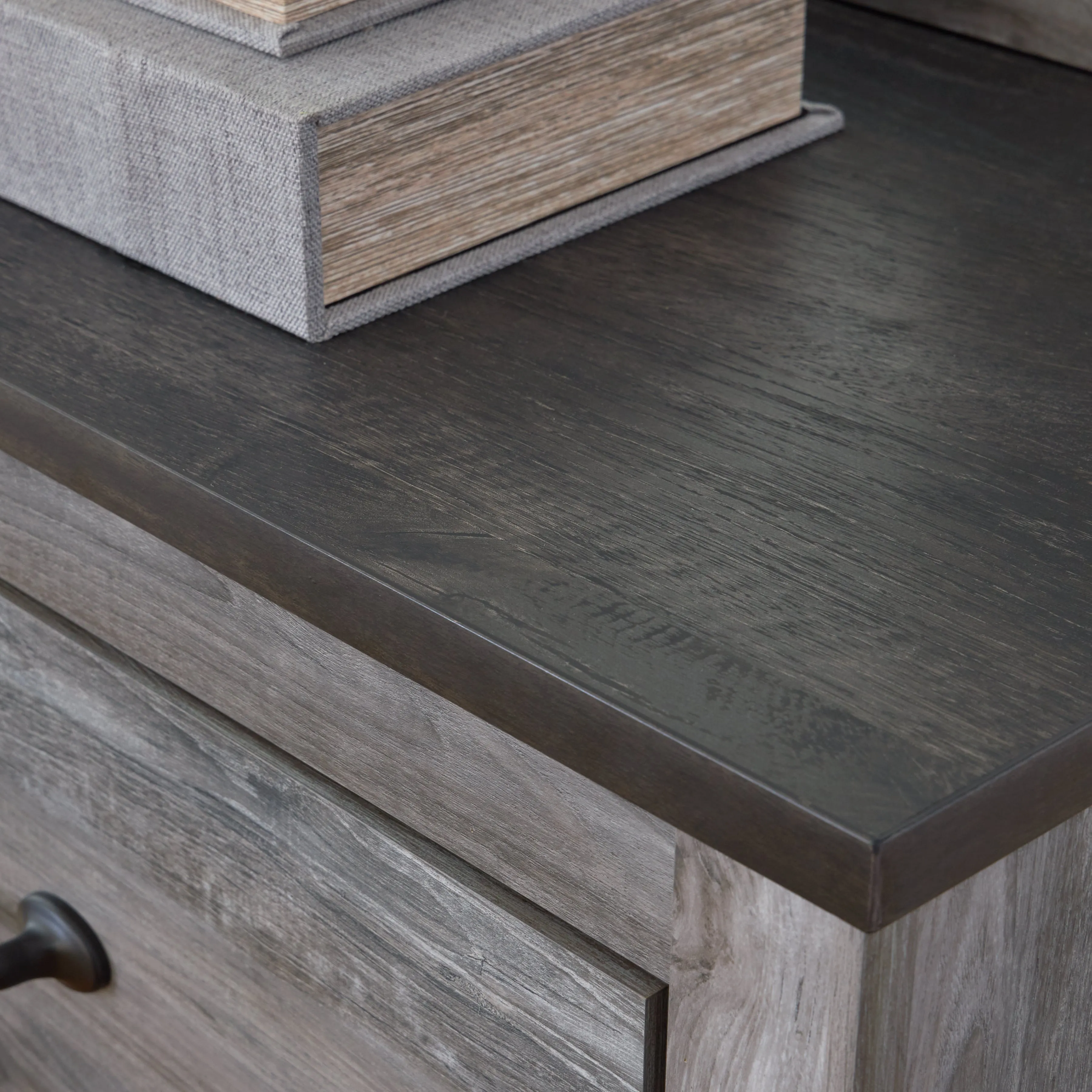 Bronyan King Panel Bed with Dresser in Dark Gray