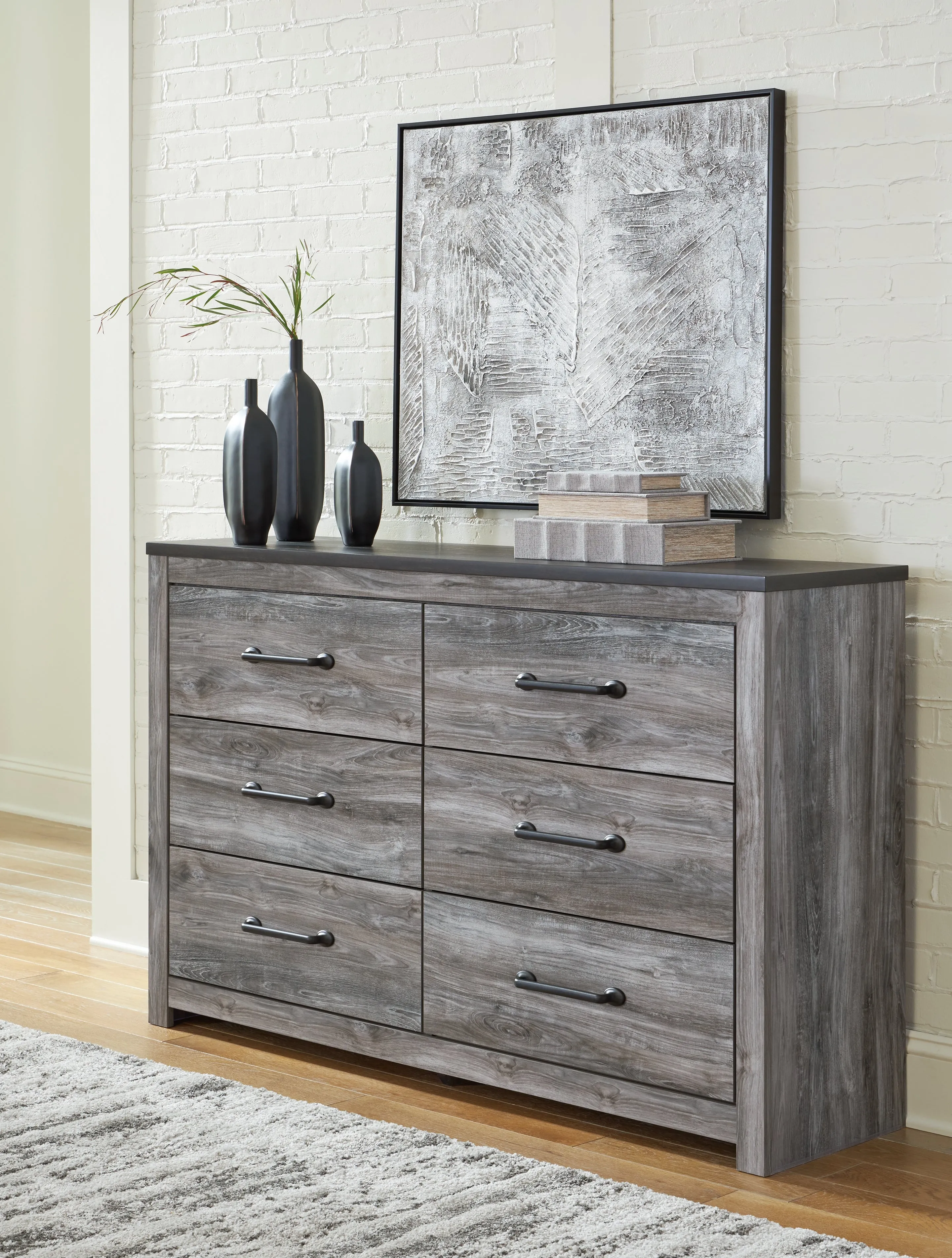 Bronyan King Panel Bed with Dresser in Dark Gray