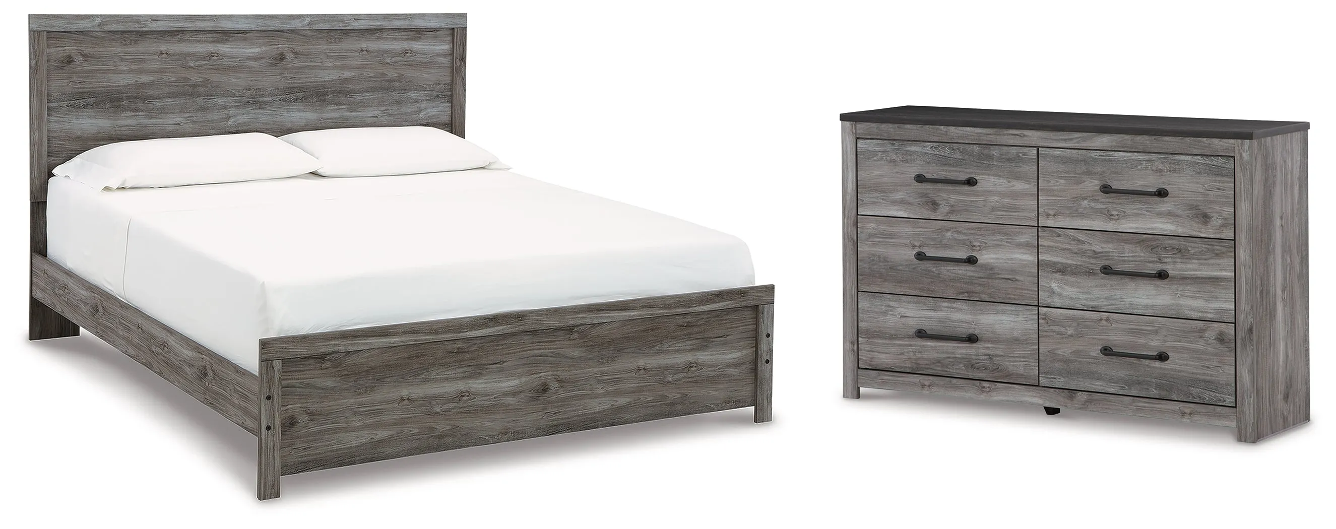 Bronyan King Panel Bed with Dresser in Dark Gray