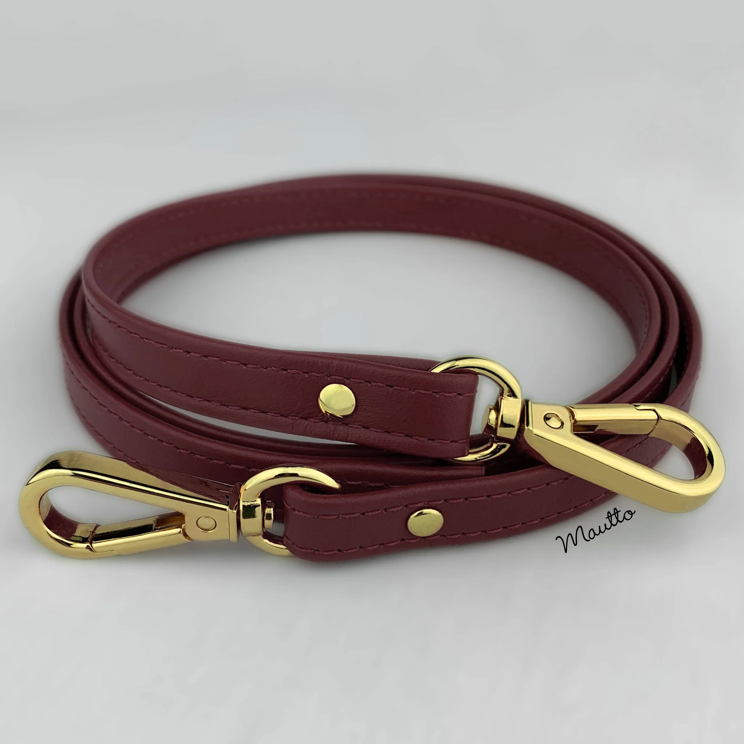 Burgundy Leather Purse Strap, Handbag Strap or Bandolier - Customize Length (Short Shoulder to Extra Long Crossbody Size) - Half Inch Wide