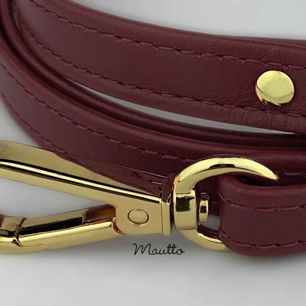 Burgundy Leather Purse Strap, Handbag Strap or Bandolier - Customize Length (Short Shoulder to Extra Long Crossbody Size) - Half Inch Wide