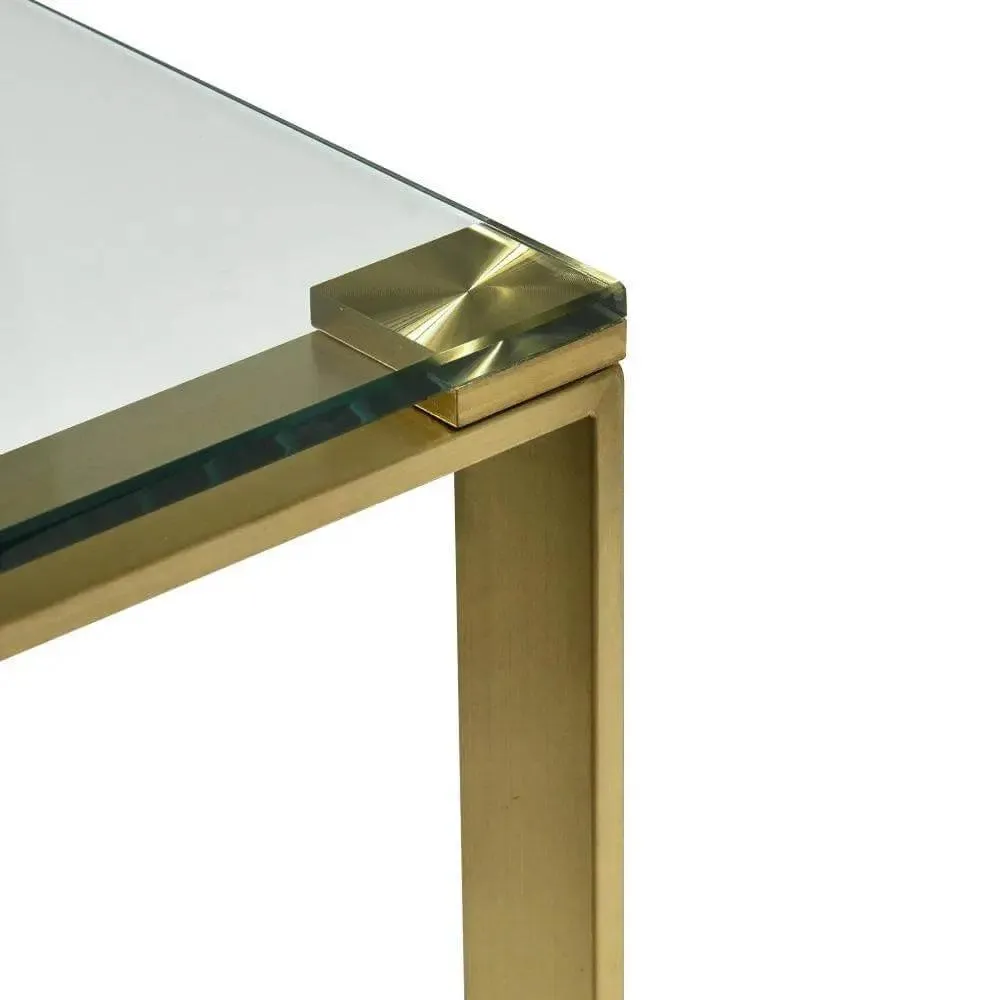 Calibre Glass Console Table - Brushed Gold Base DT2424-BS