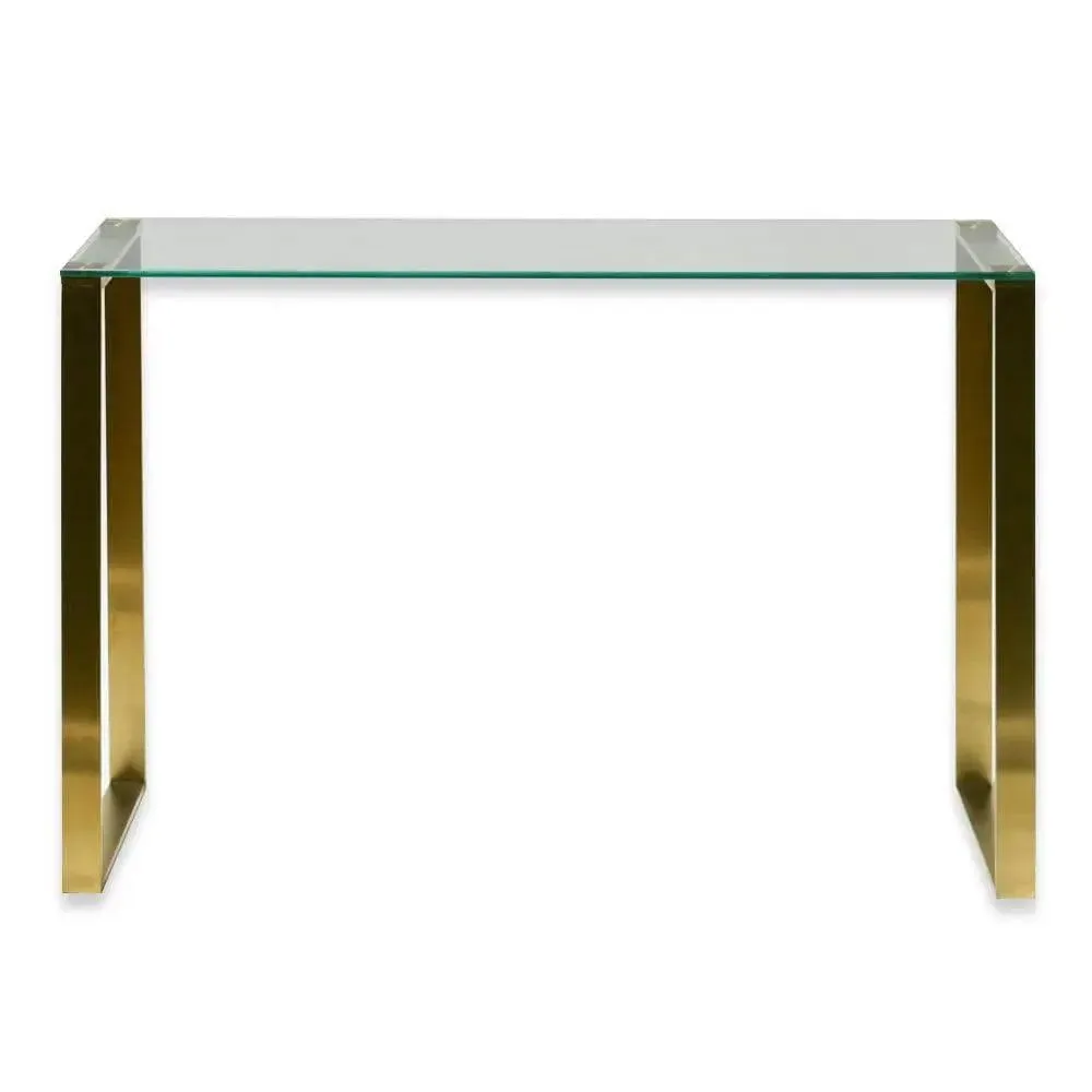 Calibre Glass Console Table - Brushed Gold Base DT2424-BS
