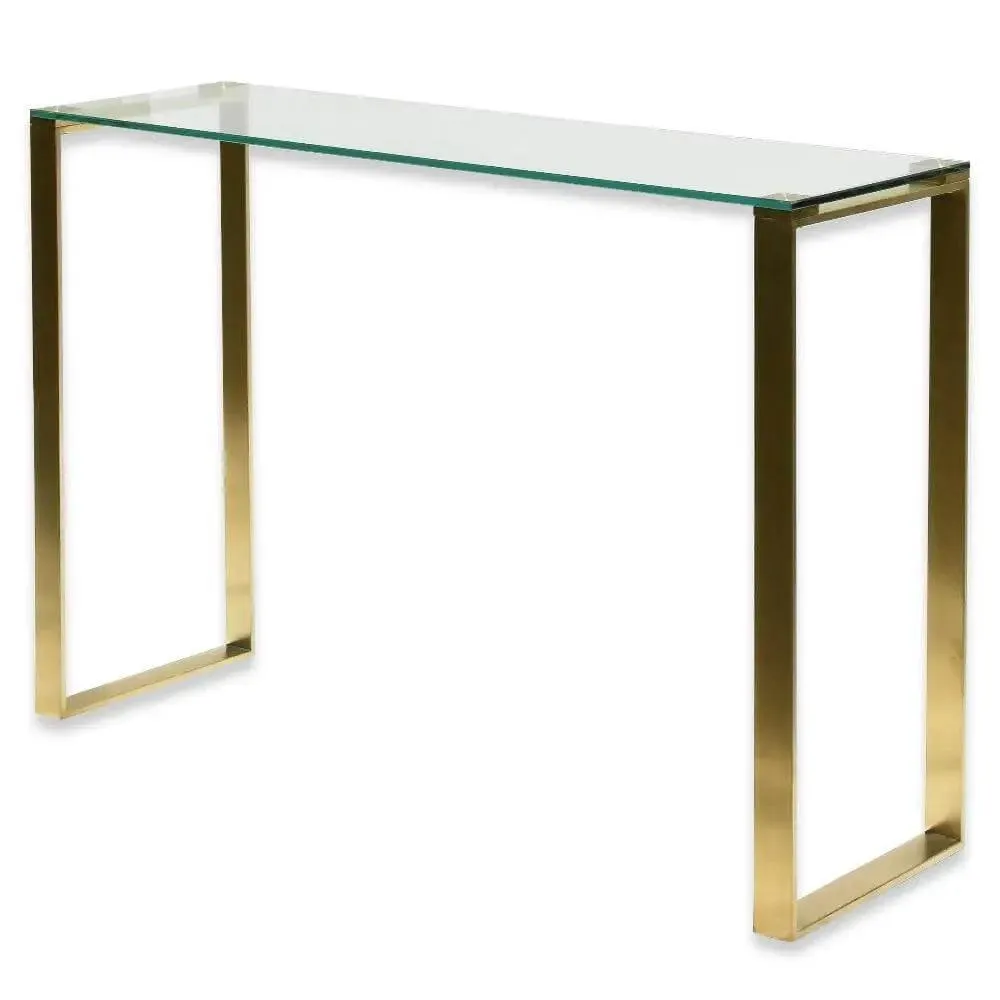 Calibre Glass Console Table - Brushed Gold Base DT2424-BS