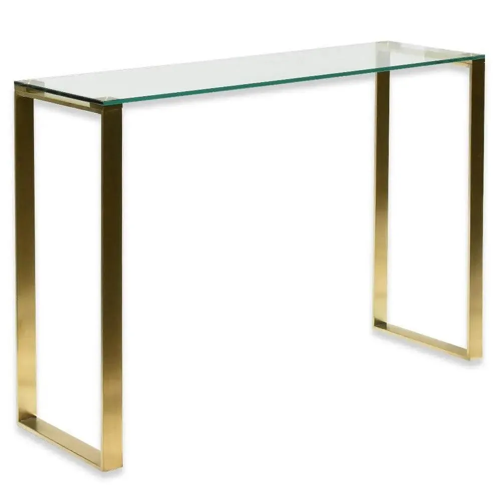 Calibre Glass Console Table - Brushed Gold Base DT2424-BS