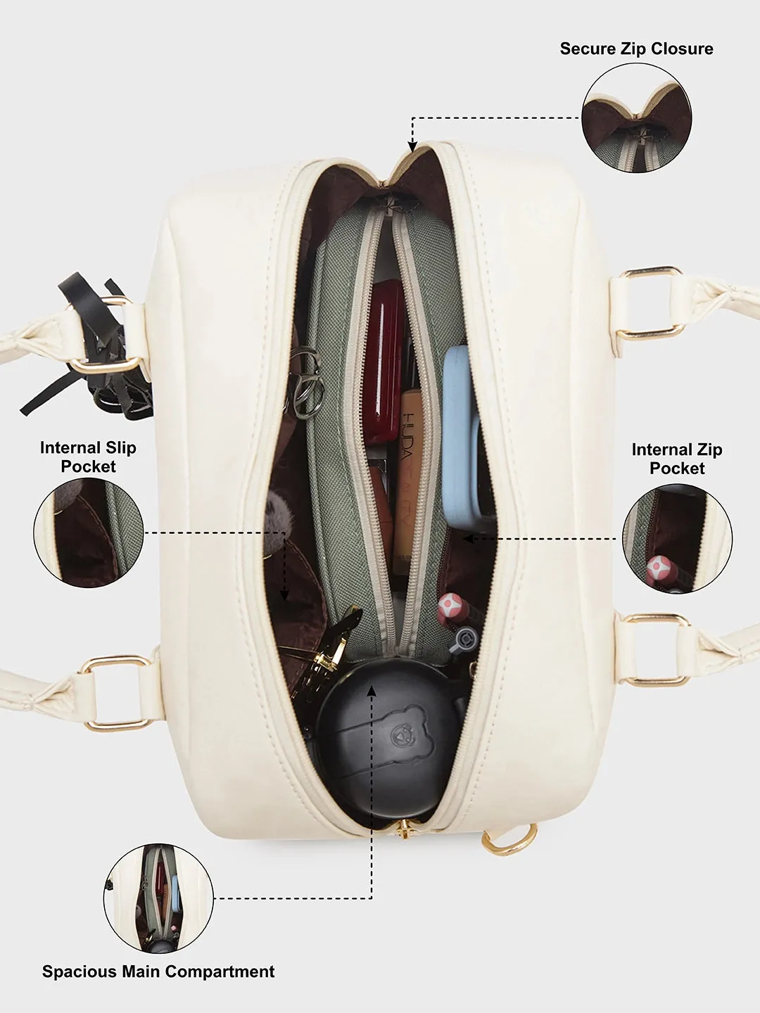 Caprese Jones Satchel Small Off White