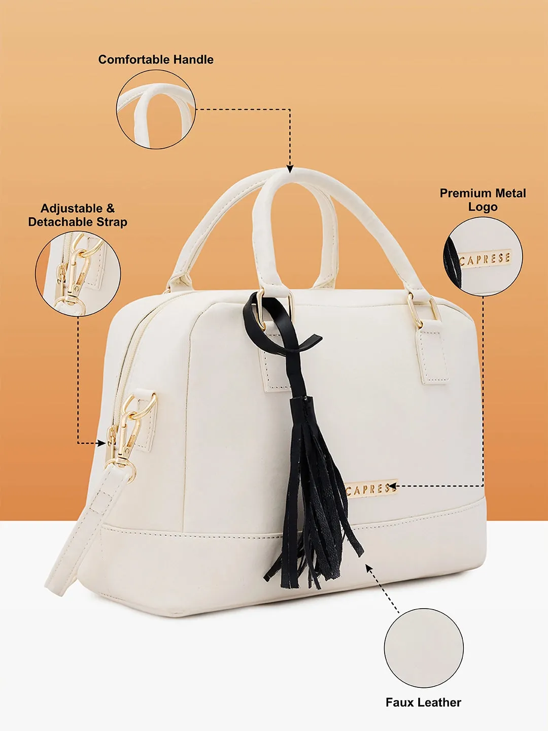 Caprese Jones Satchel Small Off White