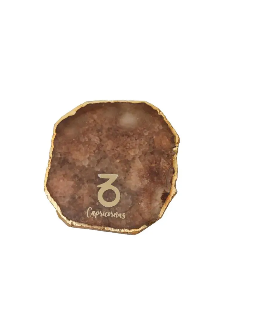 Capricorn Agate Zodiac Sign Table Coaster | 4 inches