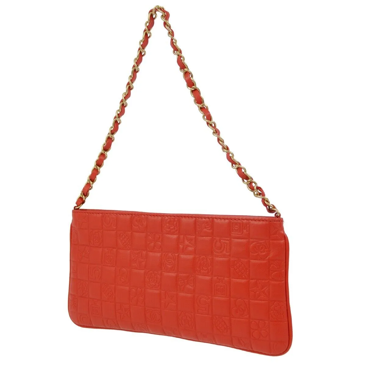 Chanel Red Lambskin Icon Chain Handbag