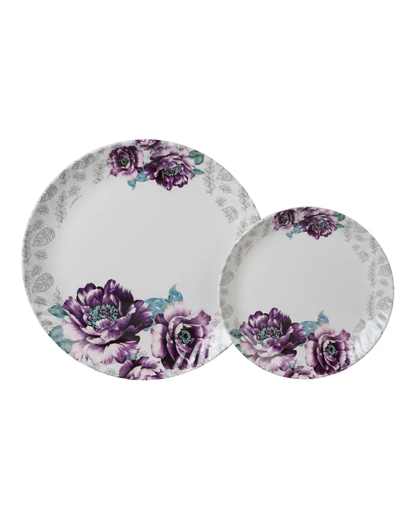 Charming Round Floral Printed Melamine Dinner | Pack of 18pcs