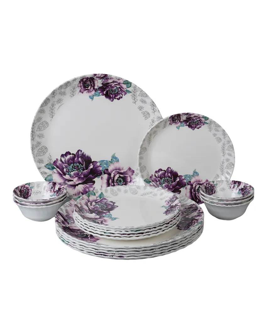 Charming Round Floral Printed Melamine Dinner | Pack of 18pcs