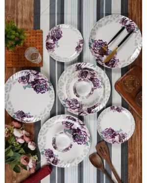 Charming Round Floral Printed Melamine Dinner | Pack of 18pcs