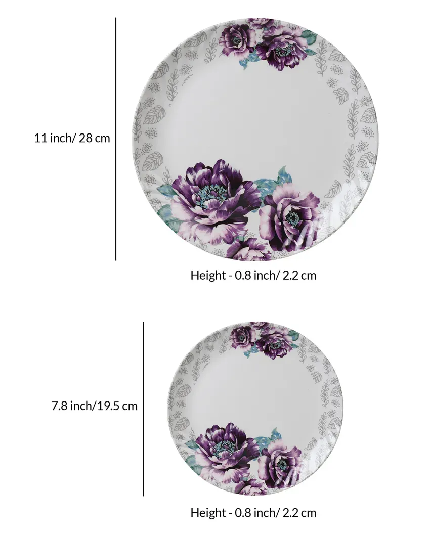 Charming Round Floral Printed Melamine Dinner | Pack of 18pcs