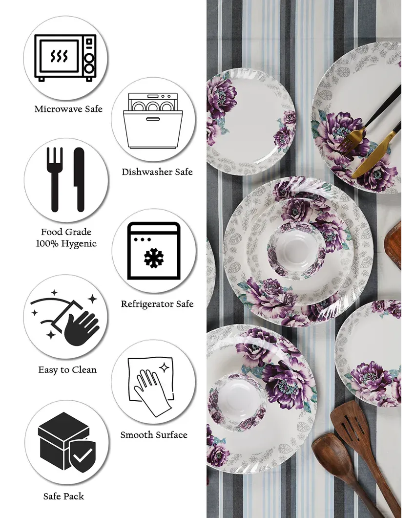 Charming Round Floral Printed Melamine Dinner | Pack of 18pcs