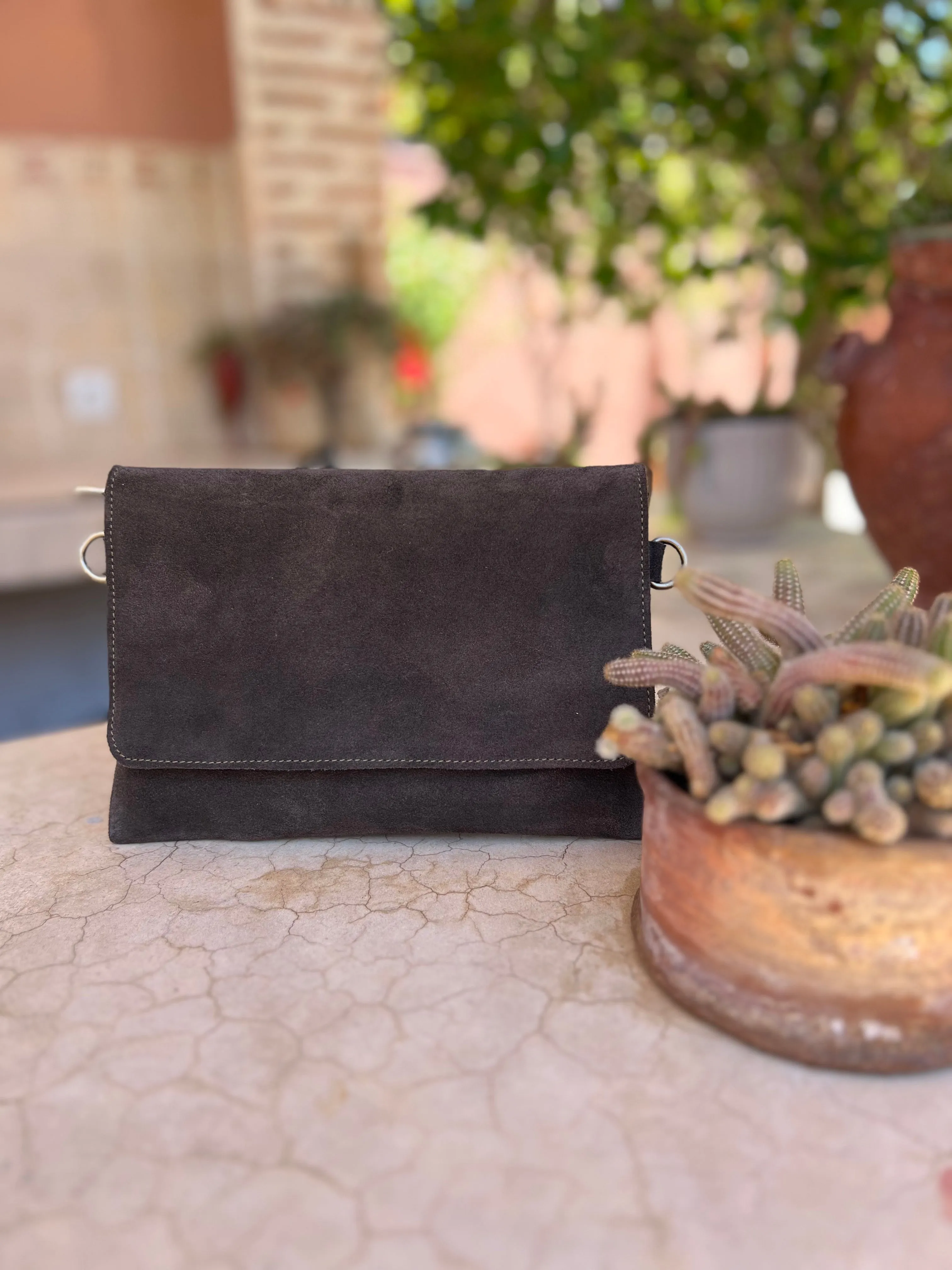 Classic Handbag | Dark Brown Suede | Medium