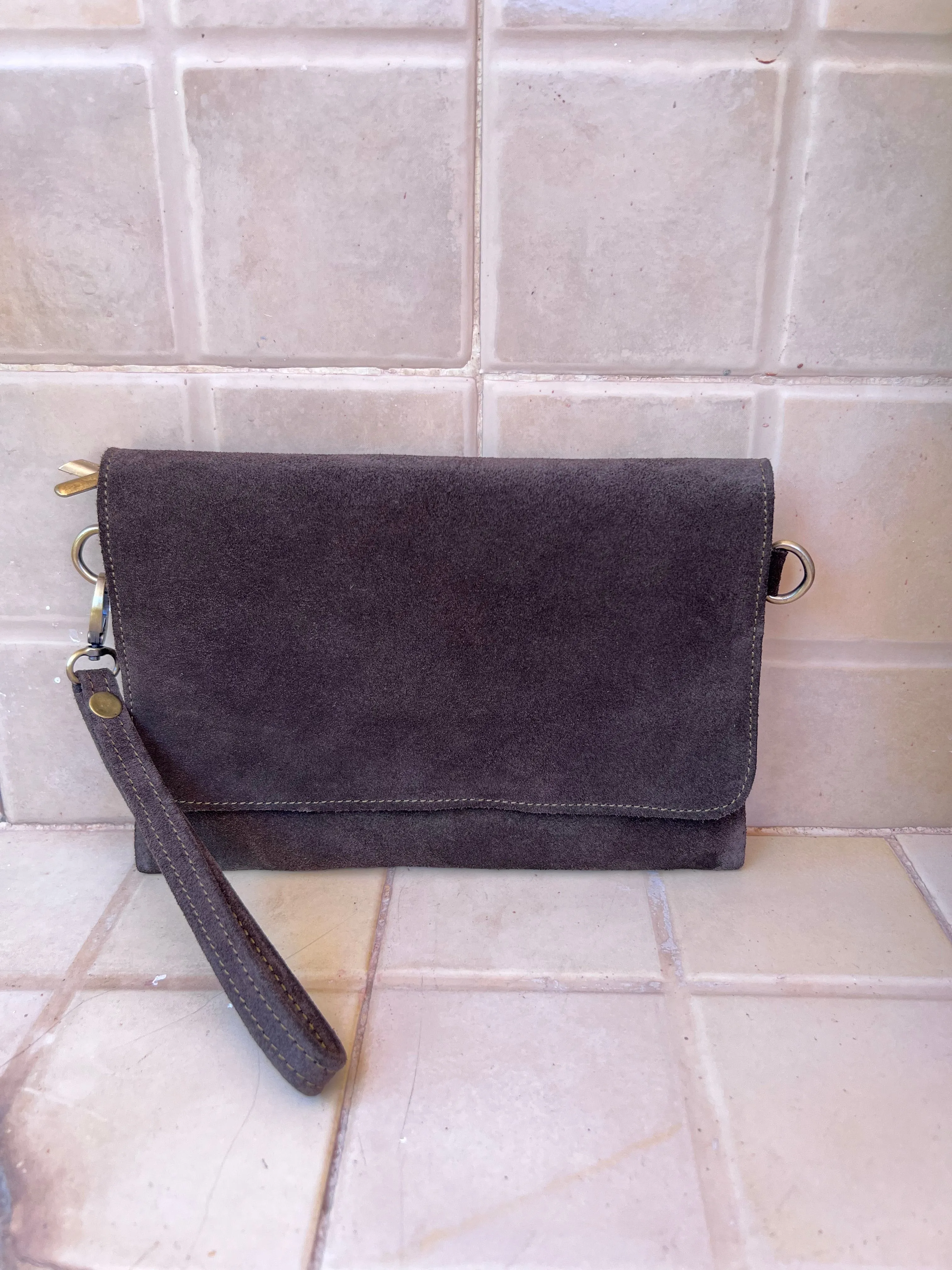Classic Handbag | Dark Brown Suede | Medium