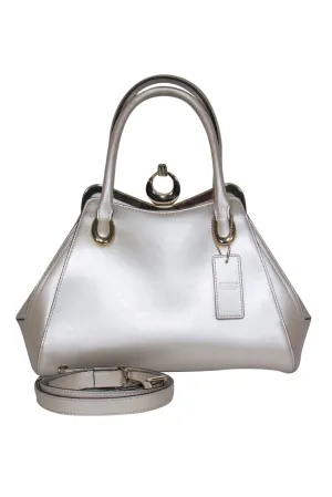 Cromia - Cream Convertible Leather Purse w/ Gold Frame