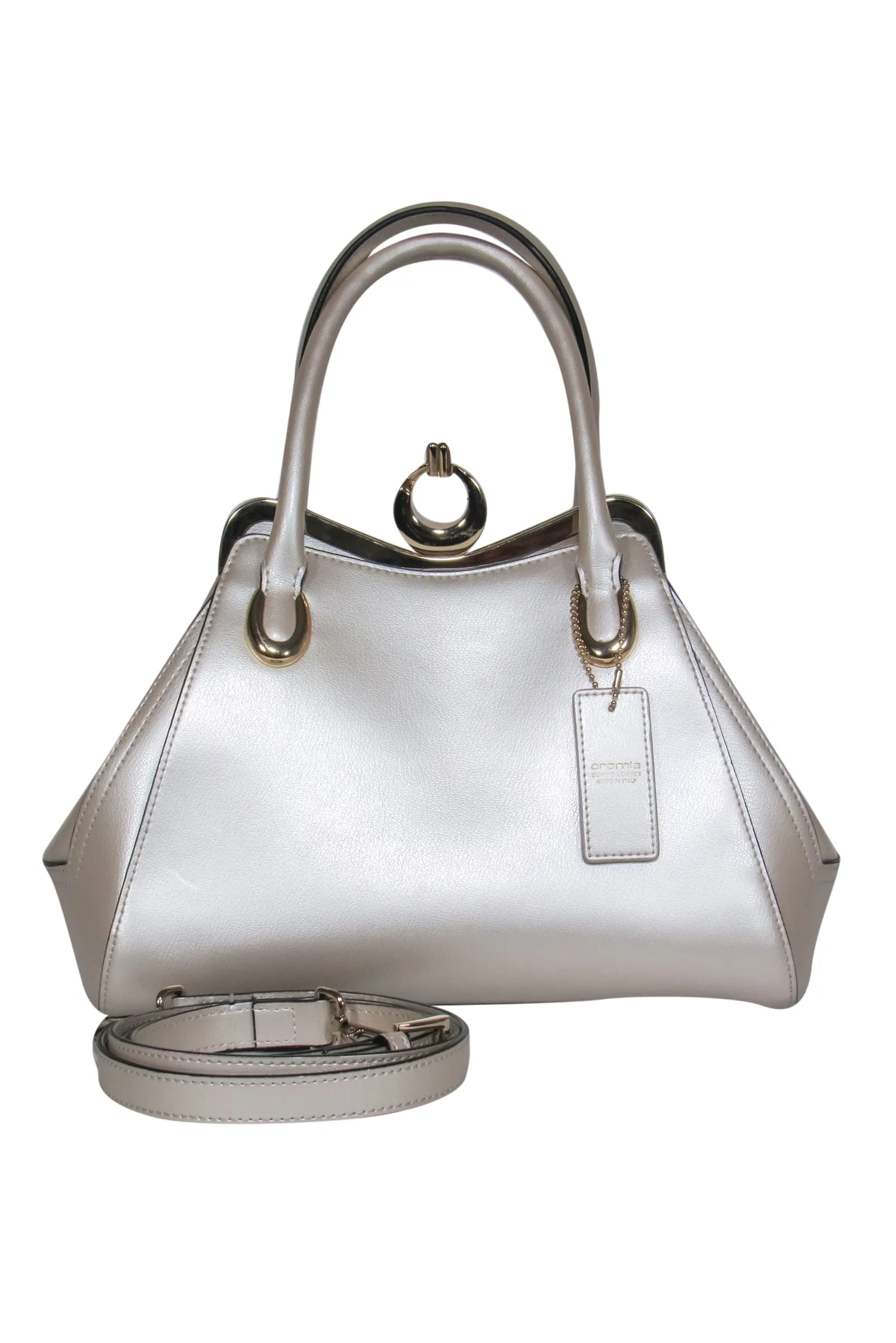 Cromia - Cream Convertible Leather Purse w/ Gold Frame