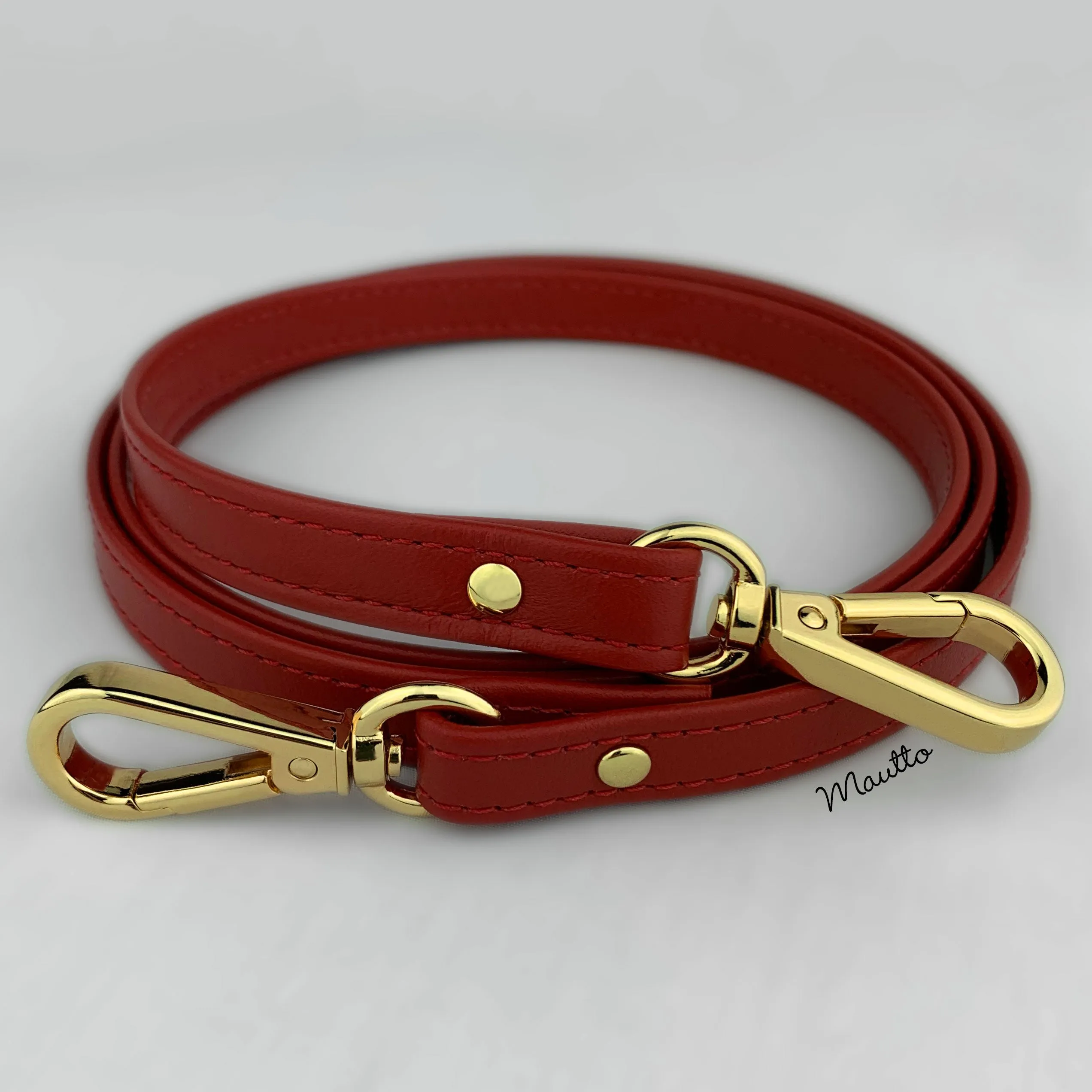 Dark Red Leather Purse Strap, Handbag Strap or Bandolier - Customize Length (Short Shoulder to Extra Long Crossbody Size) - Half Inch Wide