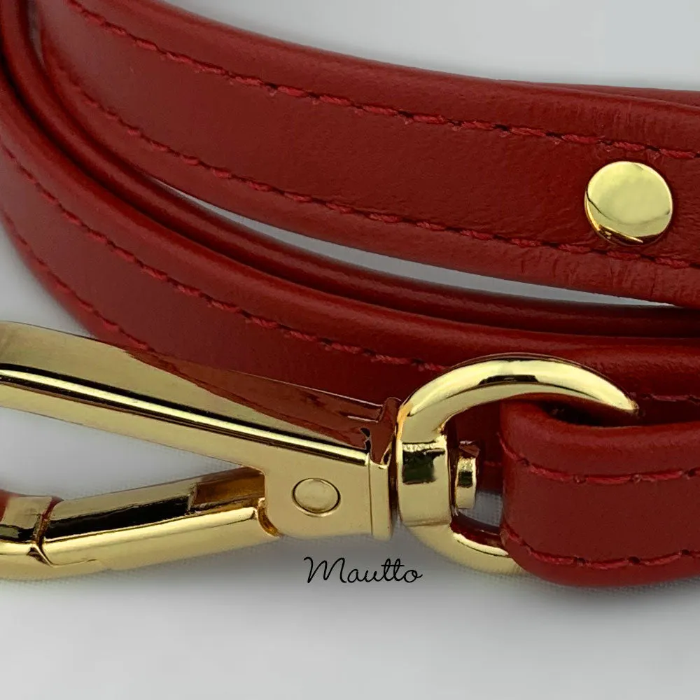 Dark Red Leather Purse Strap, Handbag Strap or Bandolier - Customize Length (Short Shoulder to Extra Long Crossbody Size) - Half Inch Wide