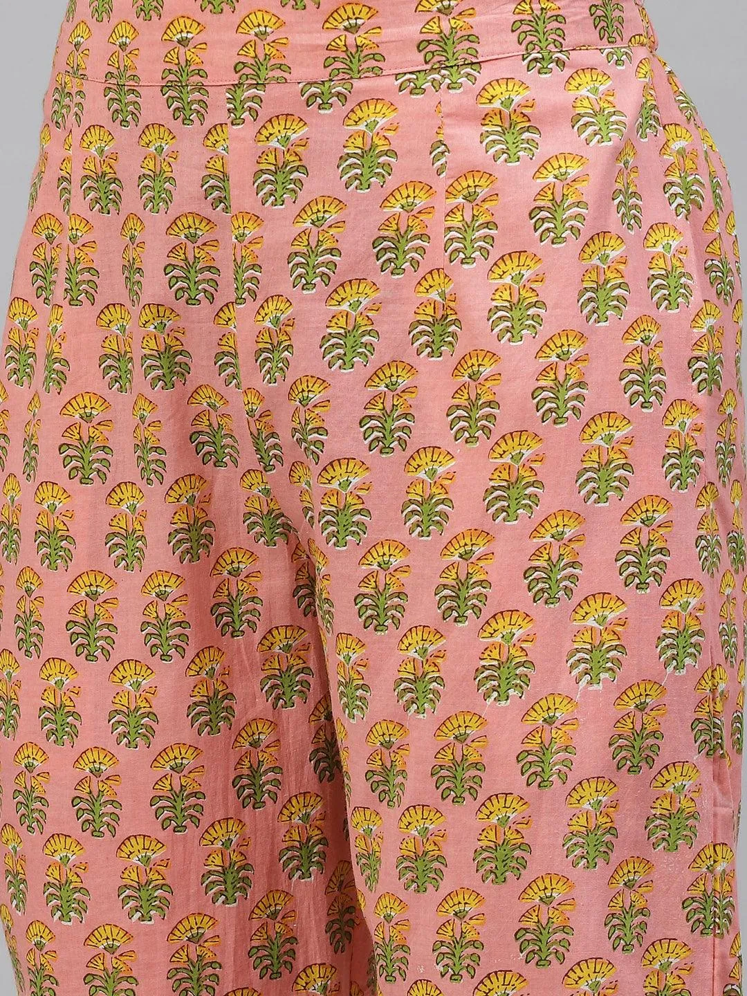 Divena Pink Floral Cotton Kurta Pant Set