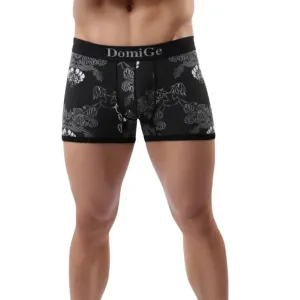 DomiGe Men's Black Floral Print Cotton Stretch Boxer Pouch Male Boxers