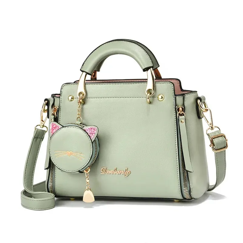Elegant PU Handbag with Cat Face Coin Purse – Sleek, Stylish, and a Touch of Whimsy