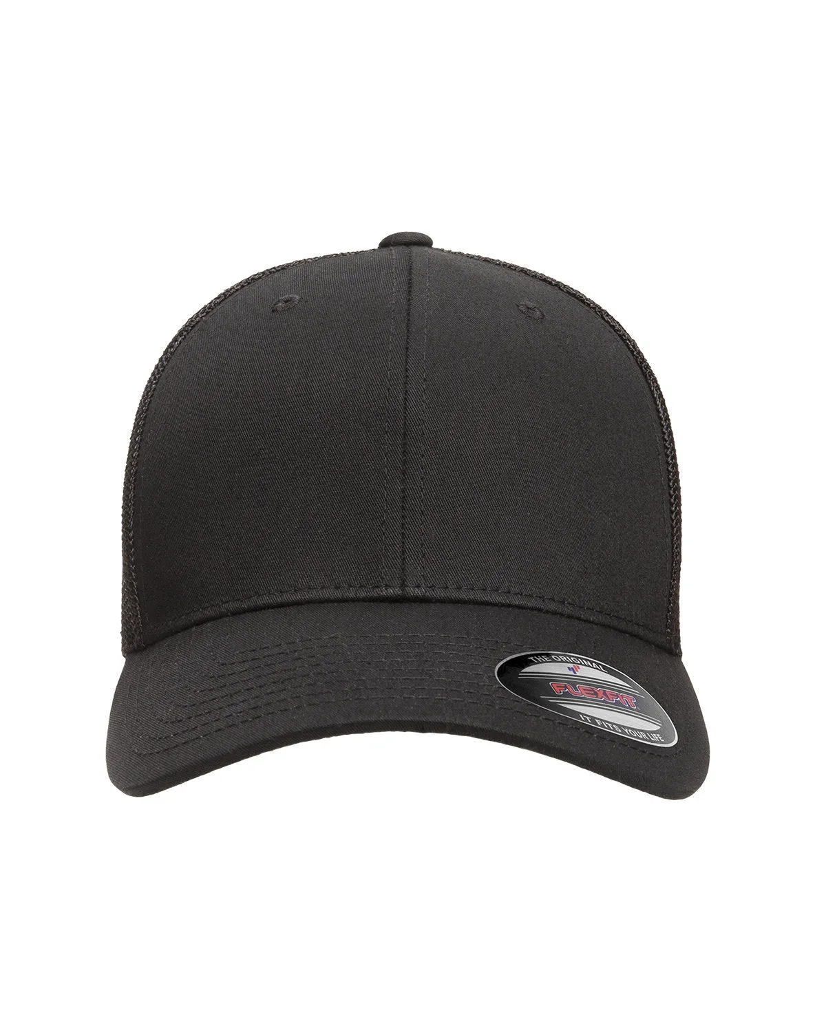 Flexfit 6-Panel Trucker Custom Caps, Black