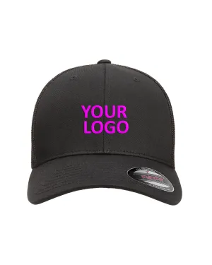 Flexfit 6-Panel Trucker Custom Caps, Black