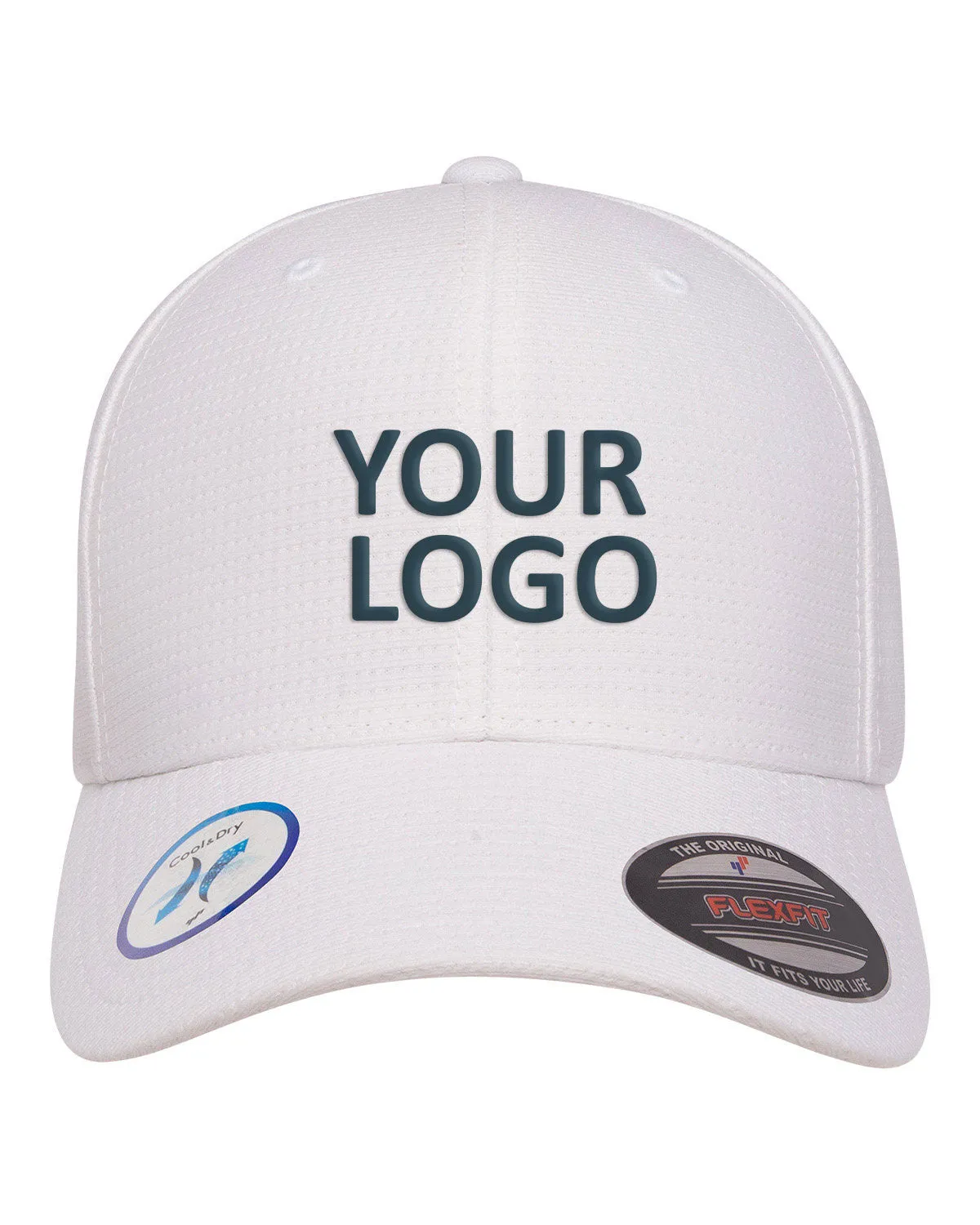 Flexfit Adult Cool & Dry Callocks Tricot Custom Caps, White