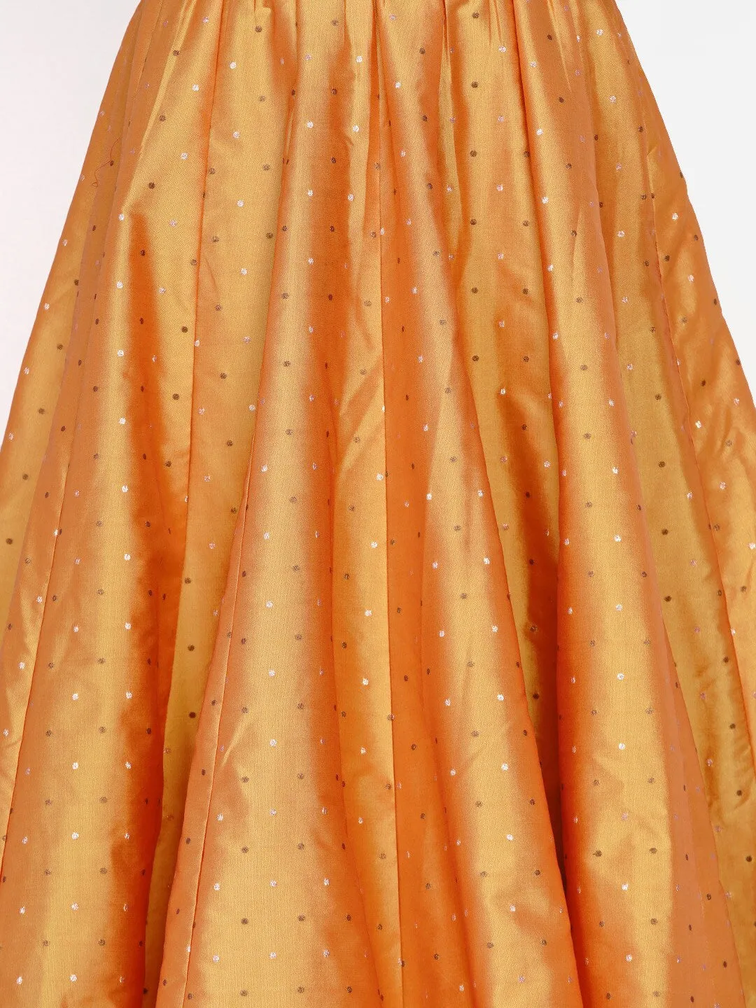 Girls Pink & Orange Thread Work Ready To Wear Lehenga & Blouse