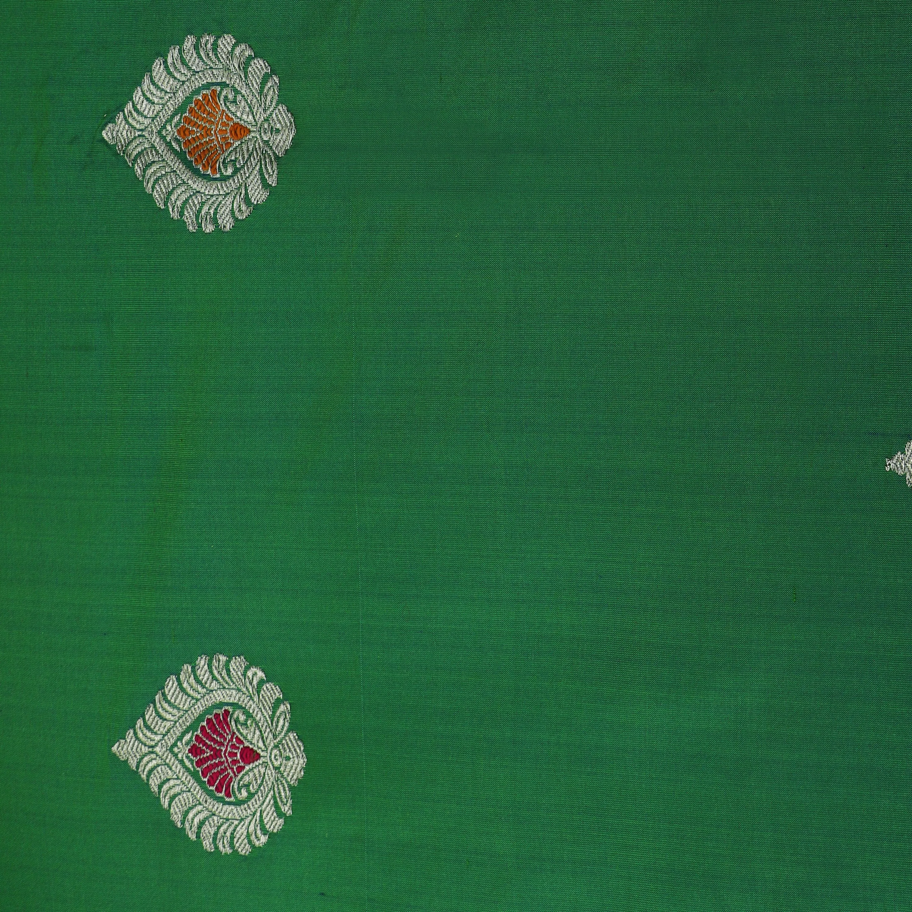 Green Color Kadwa Meena Brocade Fabric