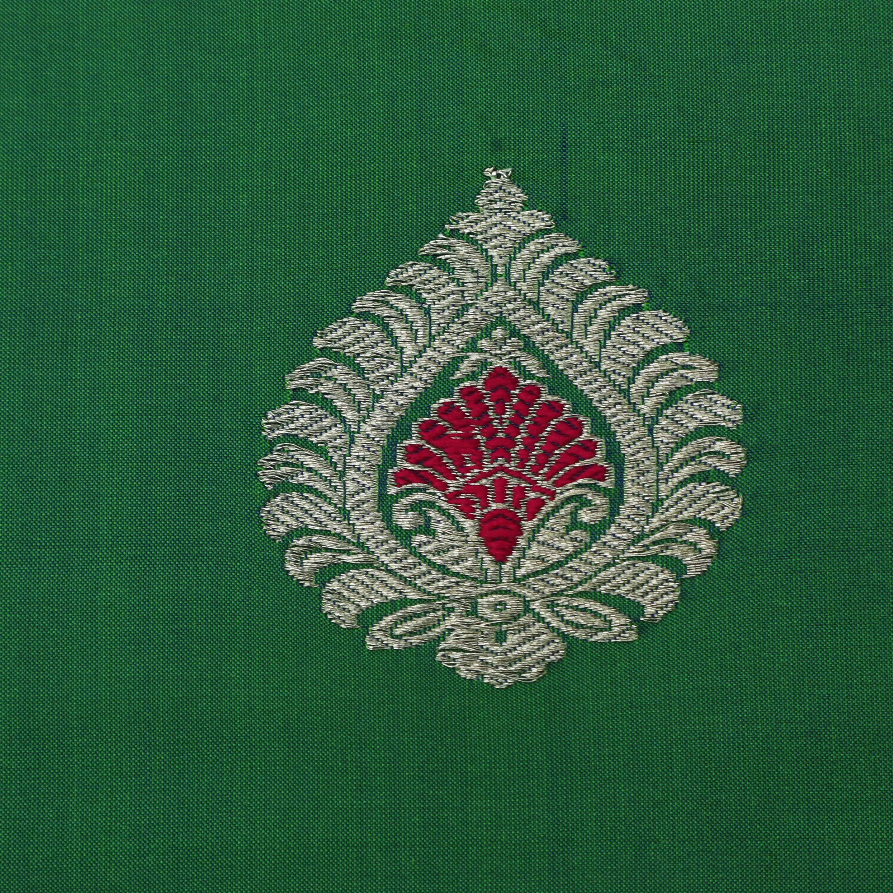 Green Color Kadwa Meena Brocade Fabric