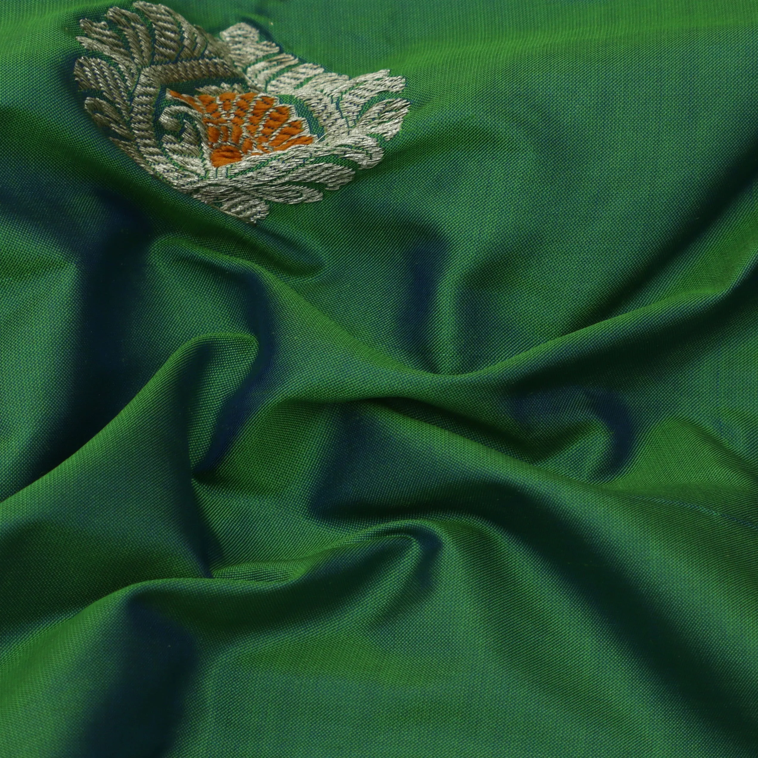Green Color Kadwa Meena Brocade Fabric