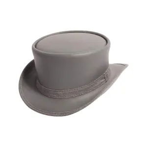 Grey Steampunk Leather Top Hat