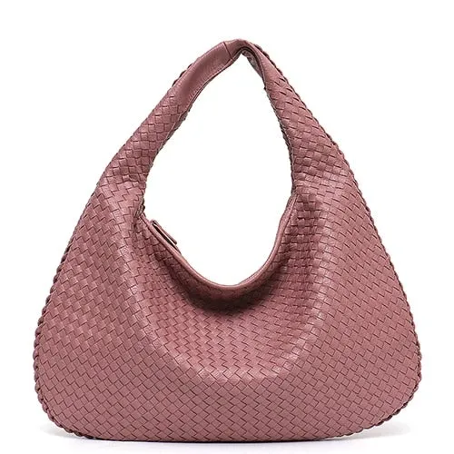 Handmade Casual Women's Patchwork Zipper Leather Handbag With Big Capacity