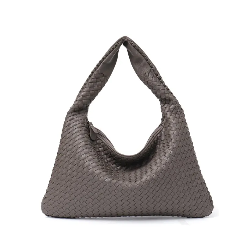 Handmade Casual Women's Patchwork Zipper Leather Handbag With Big Capacity
