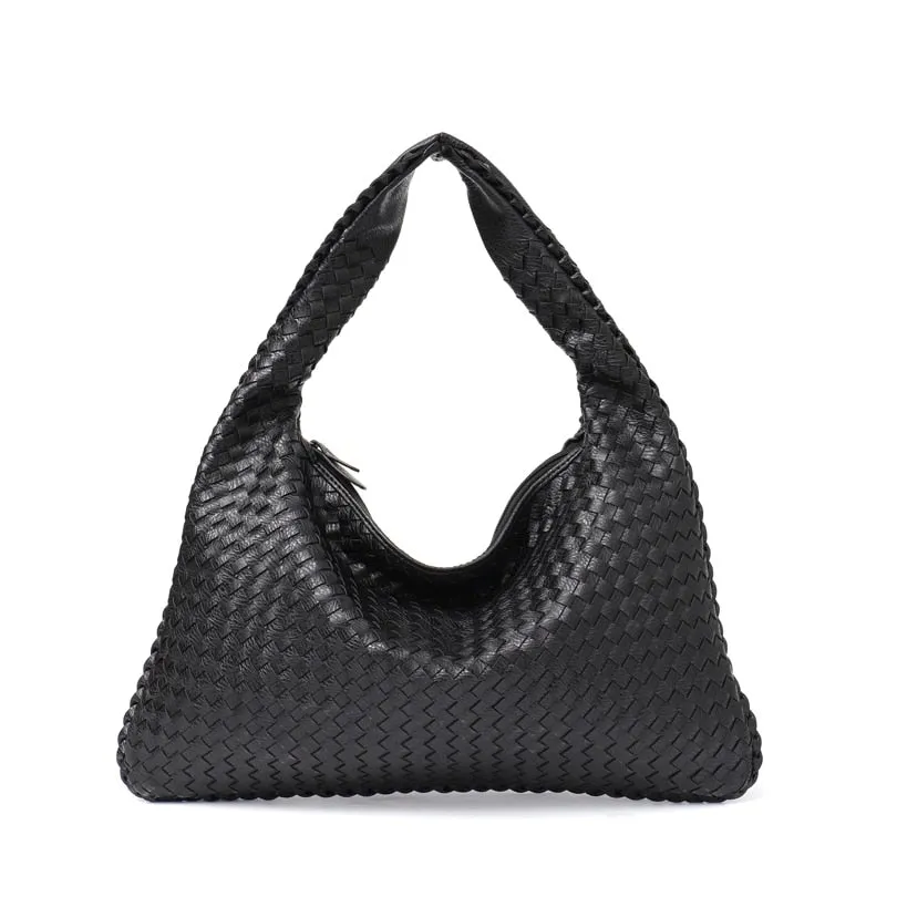 Handmade Casual Women's Patchwork Zipper Leather Handbag With Big Capacity