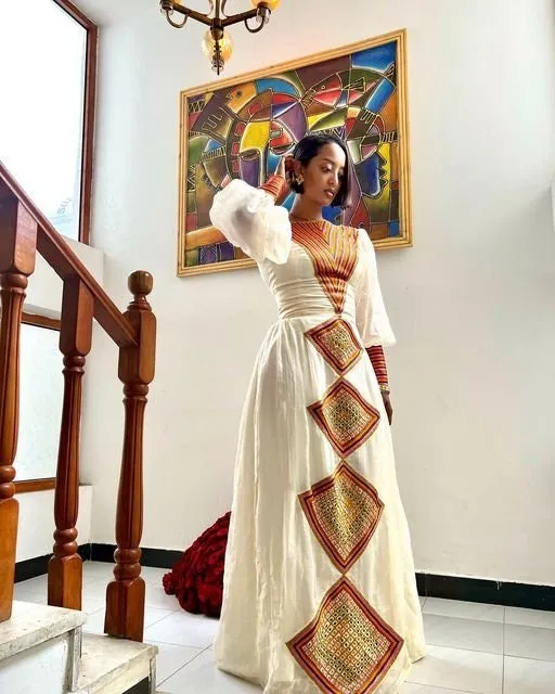 Handwoven patterns habesha dress menen habesha kemis beautiful ethiopian dress