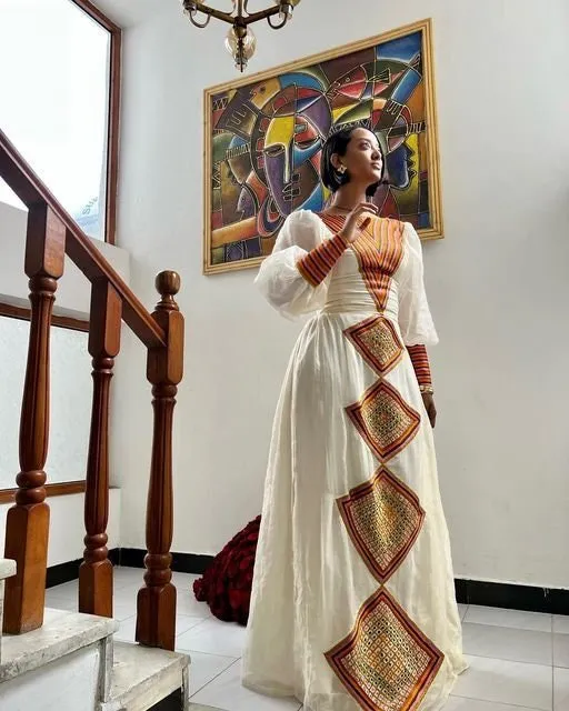 Handwoven patterns habesha dress menen habesha kemis beautiful ethiopian dress