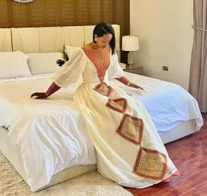 Handwoven patterns habesha dress menen habesha kemis beautiful ethiopian dress