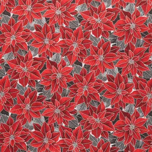 Holiday Flourish Scarlet - Poinsettia Scarlet Metallic Yardage